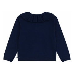 Petit Bateau - Cárdigan de lana con volantes | Azul medianoche