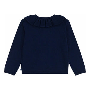 Petit Bateau - Cárdigan de lana con volantes | Azul medianoche