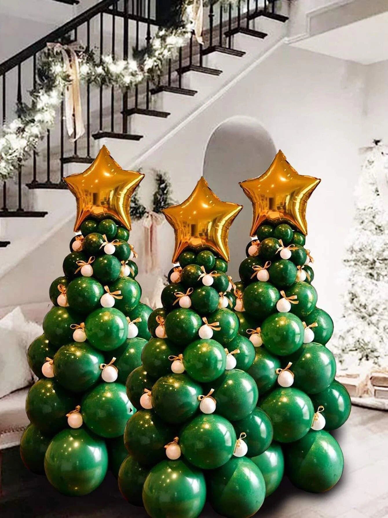 Navidad - 93 piezas, decoración de globos temáticos de árbol de Navidad elegantes y extragrandes para Año Nuevo