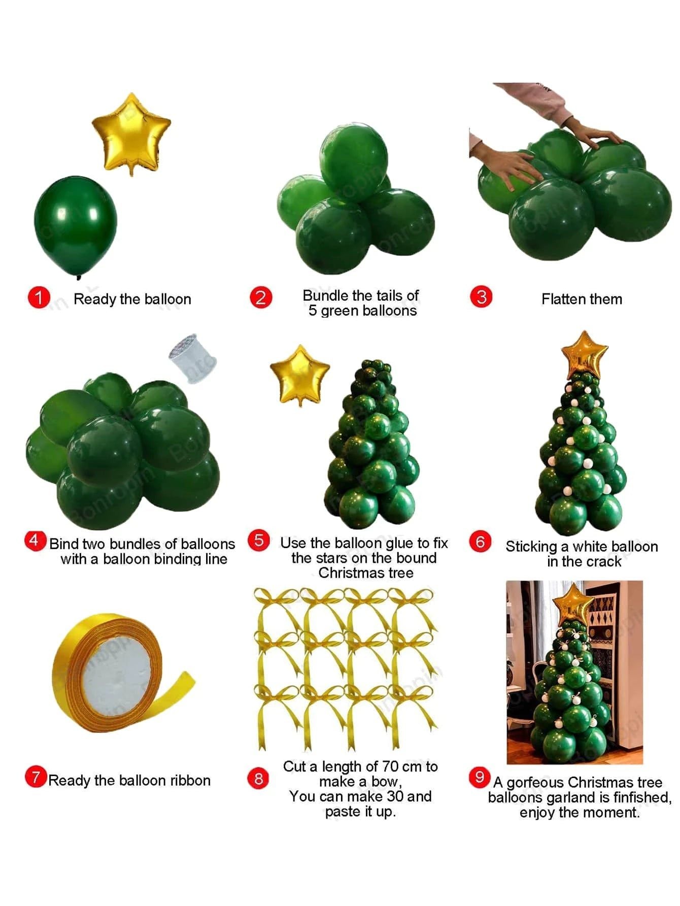 Navidad - 93 piezas, decoración de globos temáticos de árbol de Navidad elegantes y extragrandes para Año Nuevo
