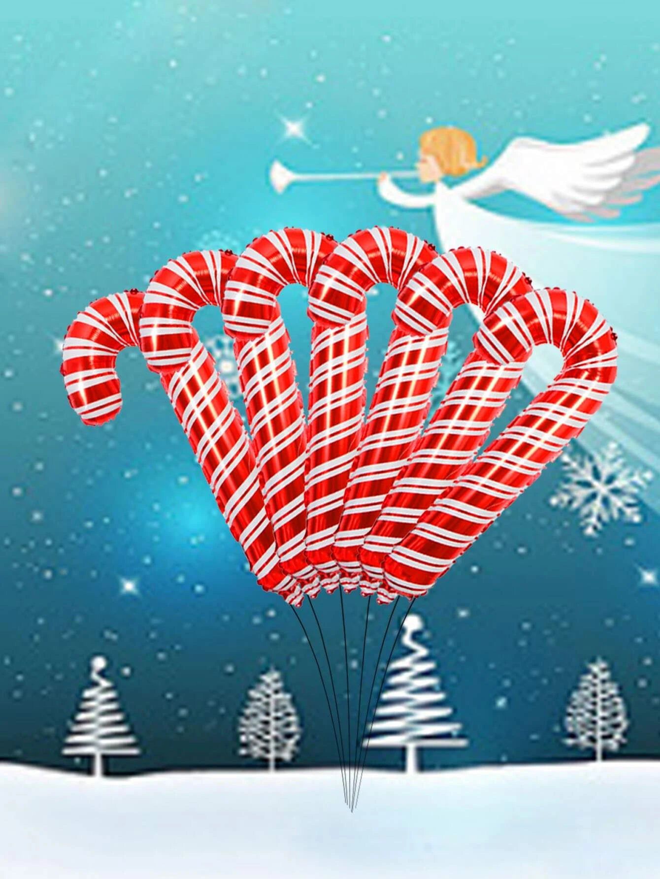 Navidad - Bastón de caramelo de Navidad grande de 84 cm, globo decorativo de Año Nuevo, 1 unidad