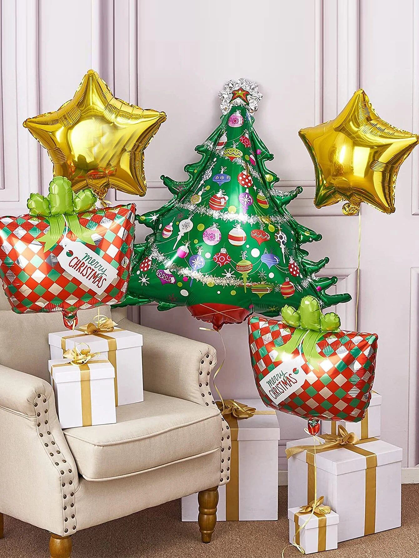 Set de 5 globos decorativos de Navidad - Nochevieja
