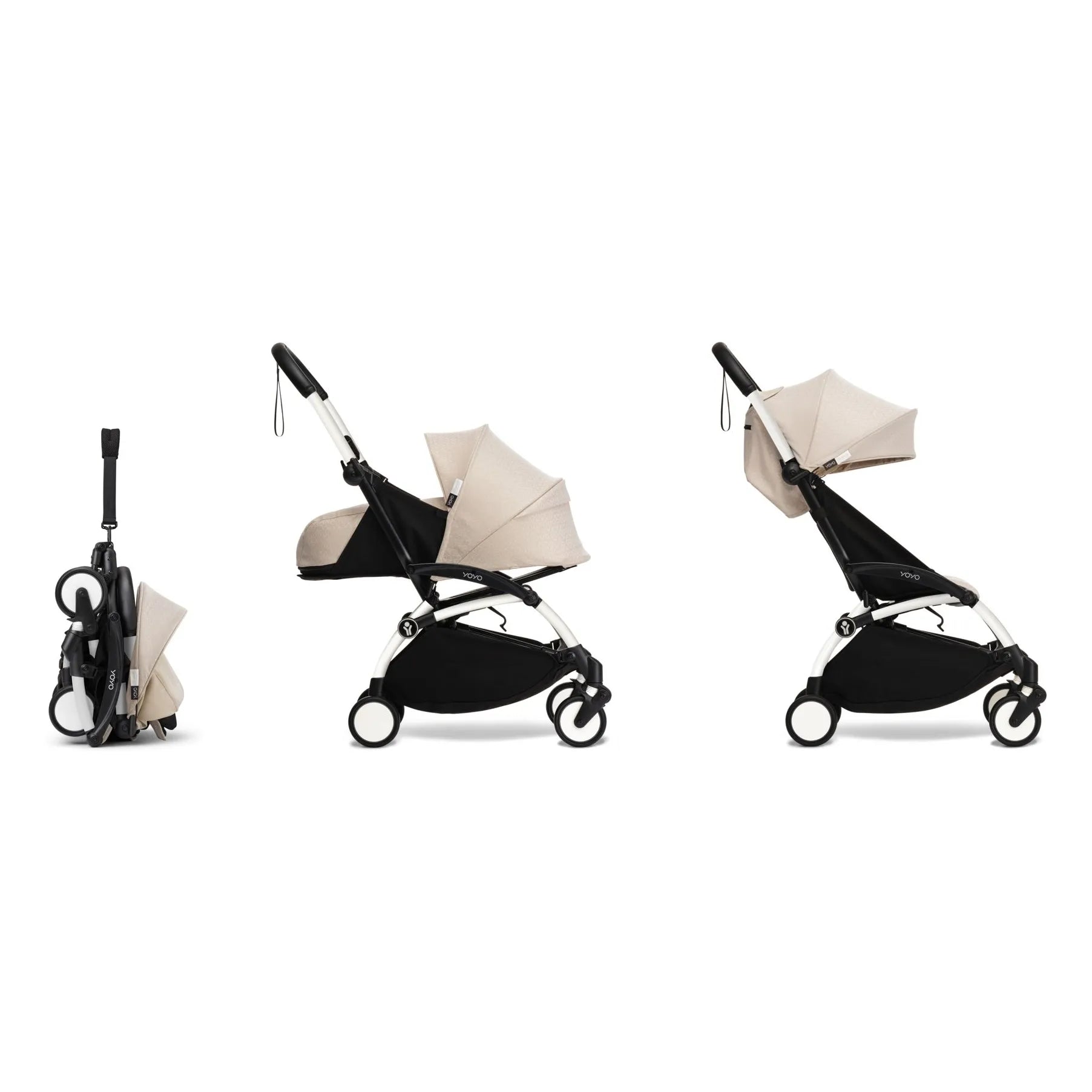 Stokke® - Cochecito completo YOYO³ Bonpoint 0+ y 6+ chasis blanco | Beige